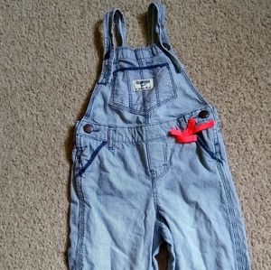 Toddler girl's striped overalls